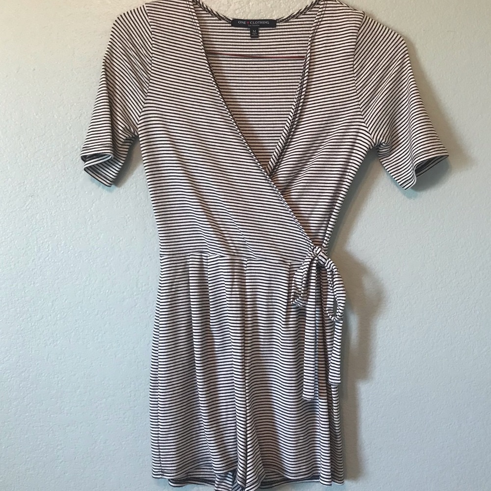 Black and White Striped Romper